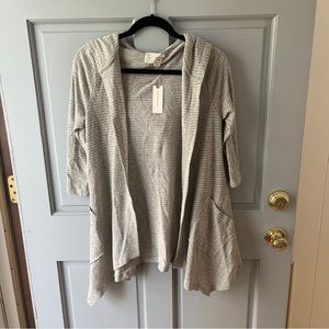 Saturday Sunday Grey & White Striped Hooded Cardigan (fits like a small!)